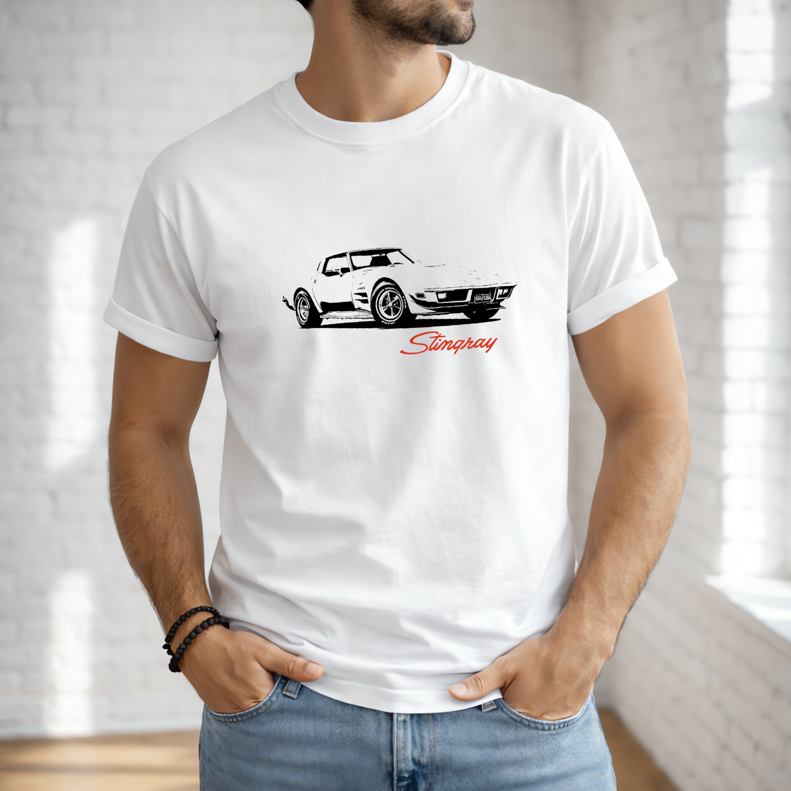 American classic car fans c3 chevy corvette — T-Shirt